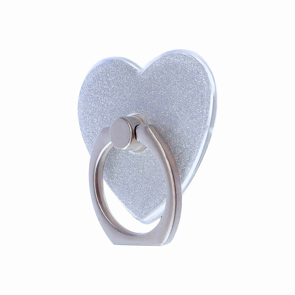 Sparkle Heart Phone Ring - White Glitter