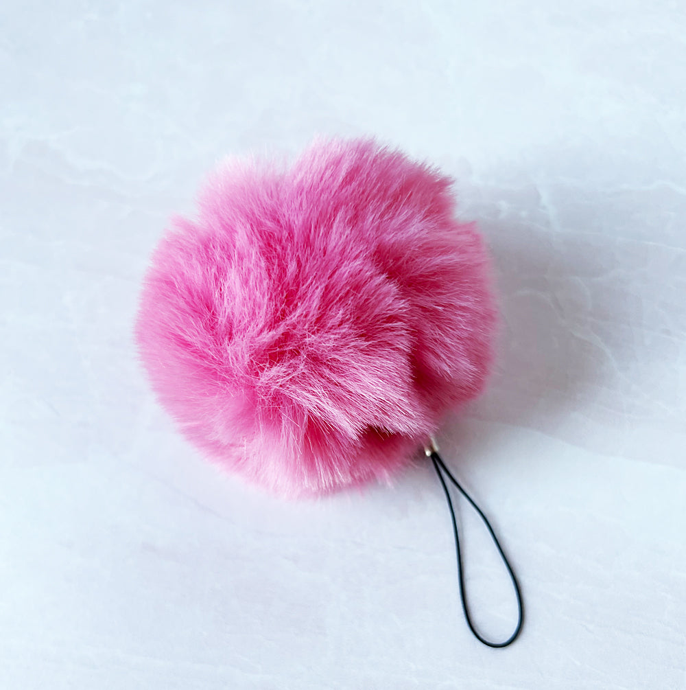Faux Fur Ball Charm - Pink