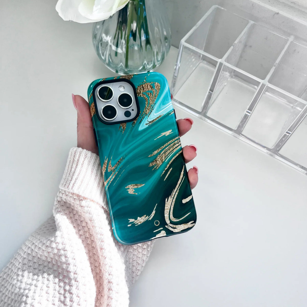 Forest Green Marble iPhone Case - iPhone 14 Plus