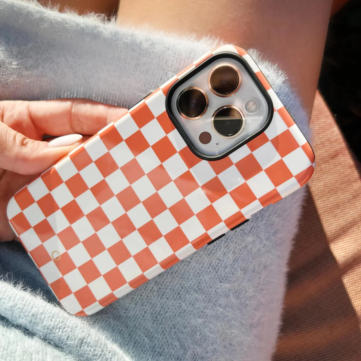 Peach Checkerboard iPhone Case
