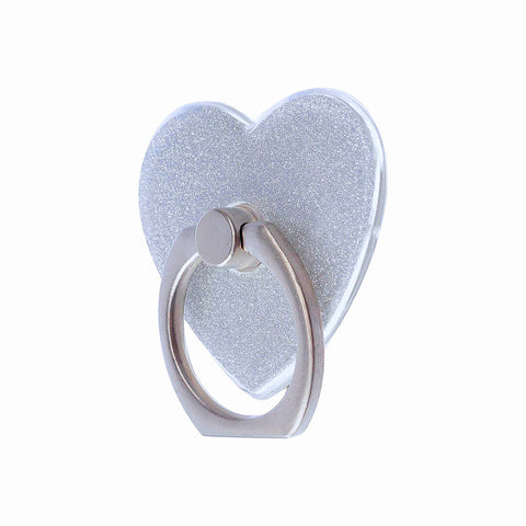 Sparkle Heart Phone Ring (White Glitter)