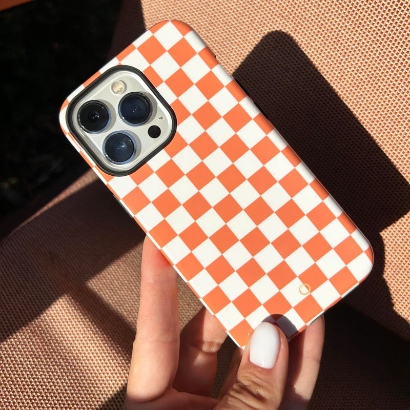 Peach Checkerboard iPhone 15 Pro Max Case