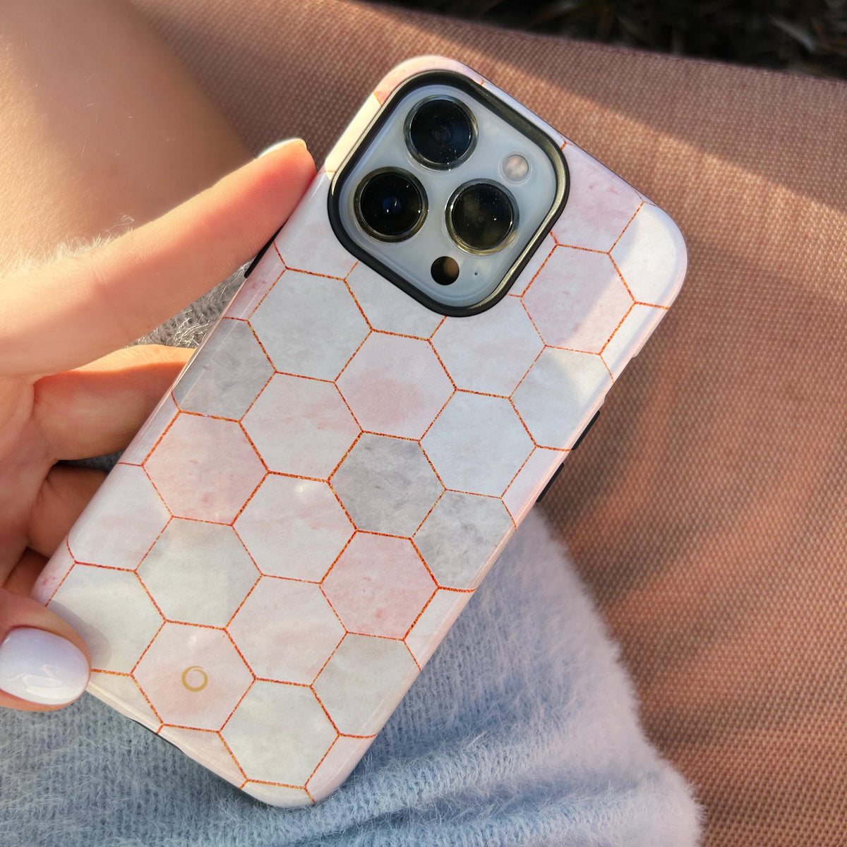 Hexagon Rose Marble iPhone Case - iPhone 12 Mini