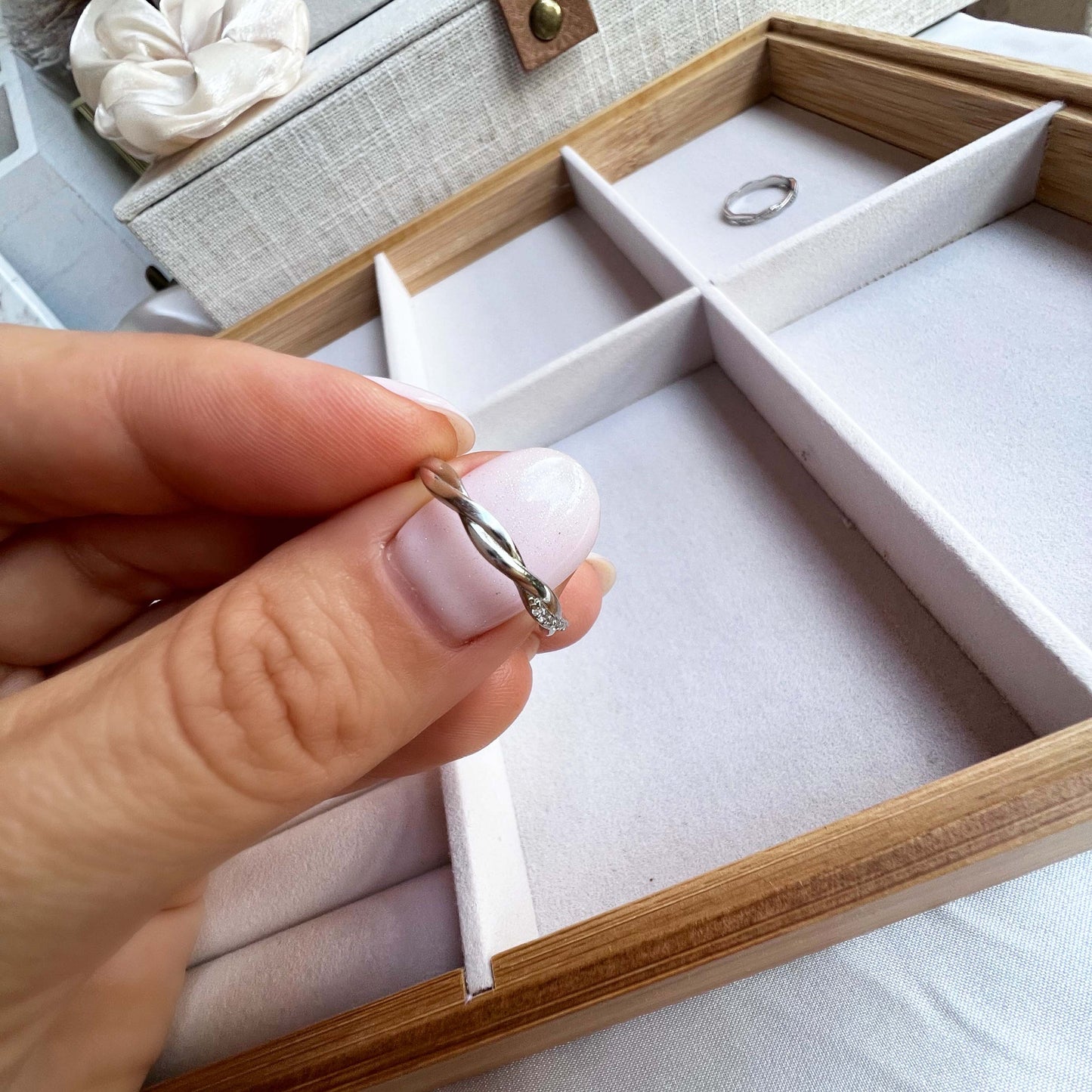 Wavy Silver Ring Size 6