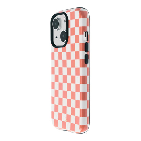 Peach Checkerboard iPhone 15 Plus Case